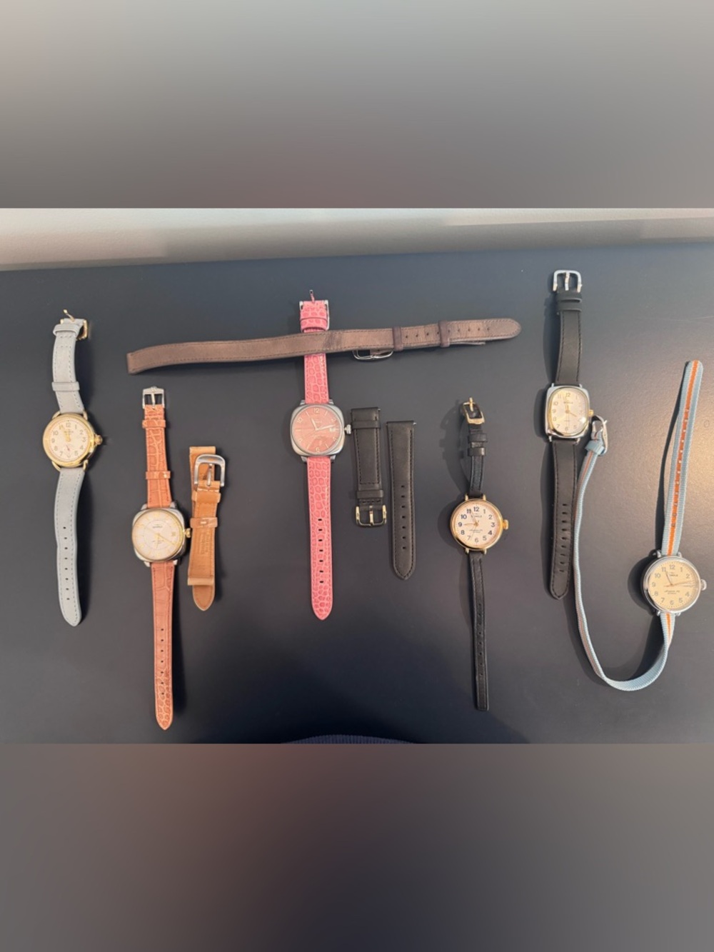 Shinola watches, 5 total. All but pink for Steve.